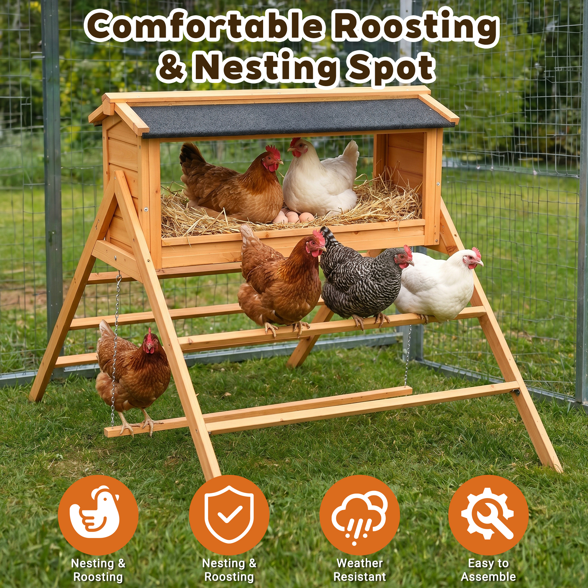 Chicken Nesting Box with Asphalt Roofing, - Image 9